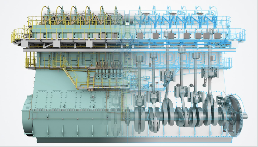 Two-stroke marine diesel engine